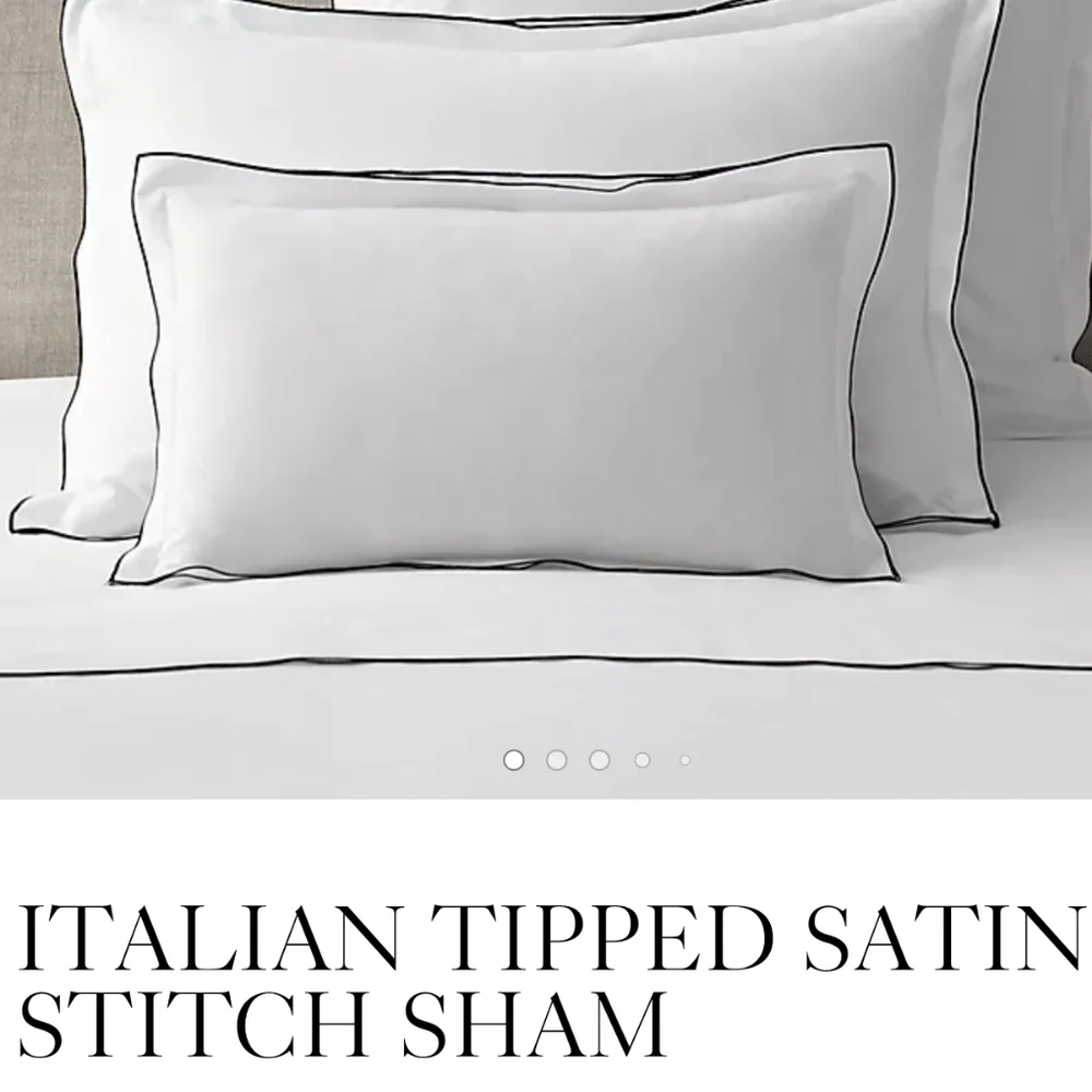 RESTORATION HARDWARE LUMBAR SHAM Italian tipped stitch white gray nwot